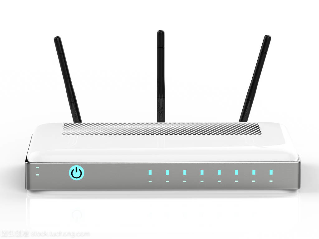 隱形的守護者 白色背景上的白色路由器